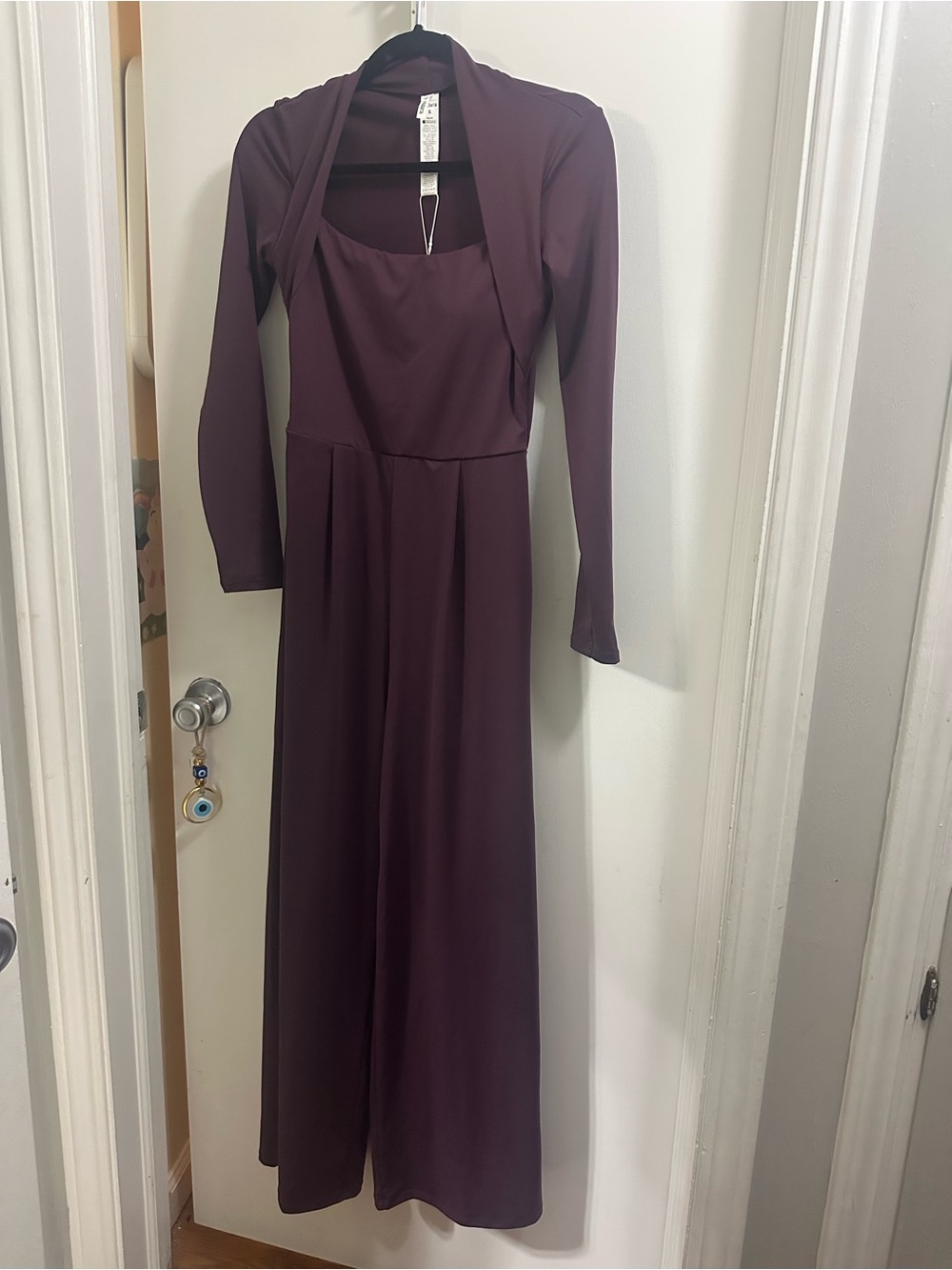 HALARA Long Sleeve Scoop Neck Jumpsuit in Plum - Picture 1 of 5
